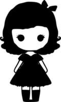 Doll - Black and White Isolated Icon - Vector illustration