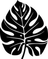 monstera - negro y blanco aislado icono - vector ilustración