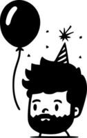 cumpleaños, negro y blanco vector ilustración