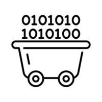 Binary coding inside a wheelbarrow denoting concept icon of data mining vector