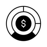 dólar moneda con tarta gráfico denotando vector de financiero gráfico en editable estilo