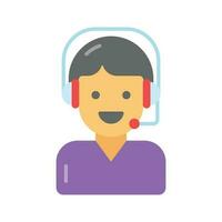 Man wearing headphones showing concept vector of client servicing, flat icon of customer care