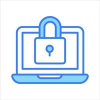 Padlock with laptop denoting vector of laptop security in modern style