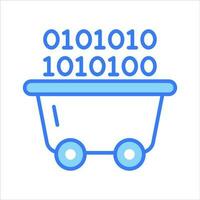 Binary coding inside a wheelbarrow denoting concept icon of data mining vector