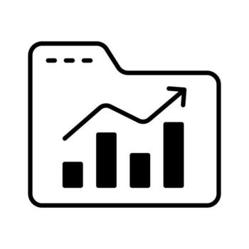 Bar chart on file folder denoting concept vector of data analysis in trendy style