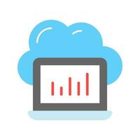 Chart in laptop with cloud showing concept vector of cloud analytics in modern style