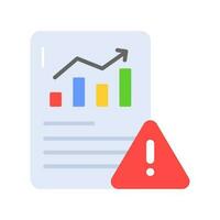 Exclamation mark with data report showing vector of warning report in modern style