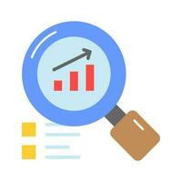 Growth chart under magnifier depicting vector design of business analysis