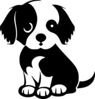 perrito - negro y blanco aislado icono - vector ilustración