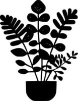 Plant, Black and White Vector illustration