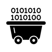 Binary coding inside a wheelbarrow denoting concept icon of data mining vector