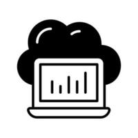 Chart in laptop with cloud showing concept vector of cloud analytics in modern style