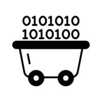 Binary coding inside a wheelbarrow denoting concept icon of data mining vector