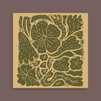 botanical linocut style doodle hand drawn vector