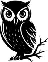 Owl, Black and White Vector illustration