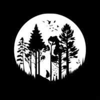 bosque - negro y blanco aislado icono - vector ilustración