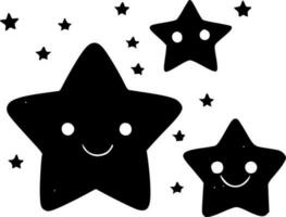 Stars, Black and White Vector illustration