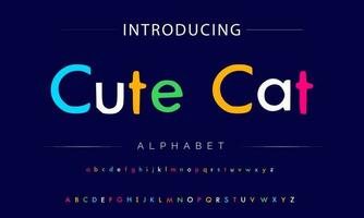 Funky colorful cartoon font type. Vector alphabet