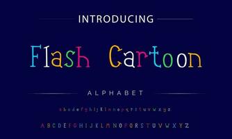 Funky colorful cartoon font type. Vector alphabet