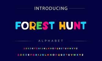 Funky colorful cartoon font type. Vector alphabet