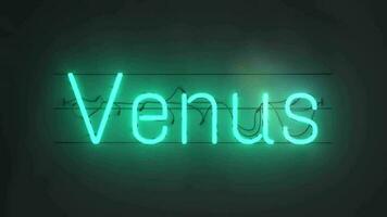 Venus - titel tekst animatie met neon licht en donker achtergrond Super goed voor groet videos, opening video, bumper, bioscoop, digitaal video, media publiceren, film, kort film, enz video