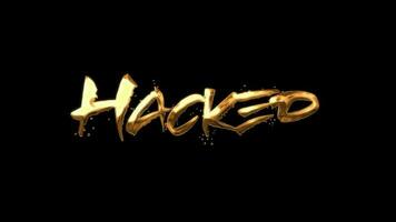 hacker - titel text animering med bläck guld Färg och svart bakgrund bra för hälsning videoklipp, öppning video, stötfångare, bio, digital video, media publicering, filma, kort film, etc video