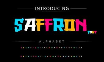 Funky colorful cartoon font type. Vector alphabet