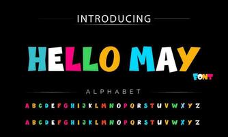 Funky colorful cartoon font type. Vector alphabet