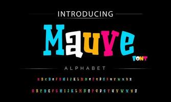 Funky colorful cartoon font type. Vector alphabet