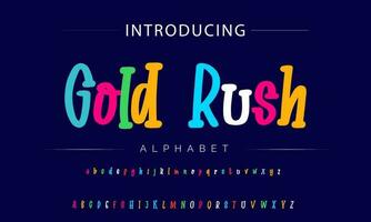 Funky colorful cartoon font type. Vector alphabet