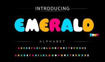 Funky colorful cartoon font type. Vector alphabet