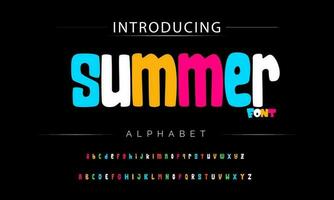 Funky colorful cartoon font type. Vector alphabet