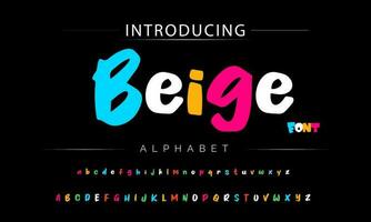 Funky colorful cartoon font type. Vector alphabet