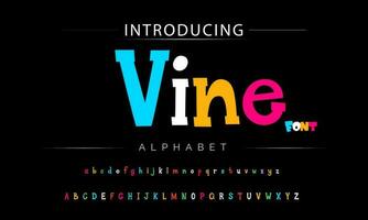 Funky colorful cartoon font type. Vector alphabet