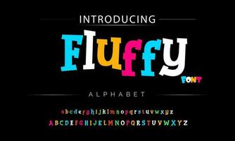 Funky colorful cartoon font type. Vector alphabet