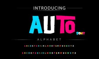 Funky colorful cartoon font type. Vector alphabet