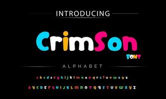 Funky colorful cartoon font type. Vector alphabet