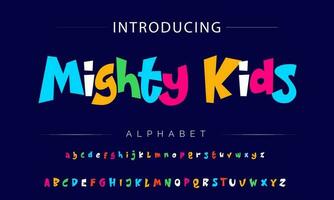 Funky colorful cartoon font type. Vector alphabet