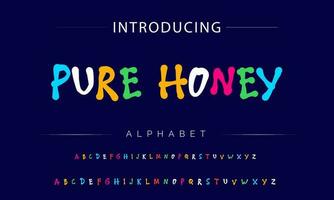 Funky colorful cartoon font type. Vector alphabet