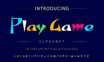 Funky colorful cartoon font type. Vector alphabet