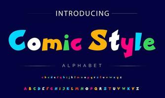 Funky colorful cartoon font type. Vector alphabet