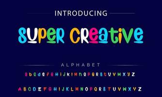 Funky colorful cartoon font type. Vector alphabet