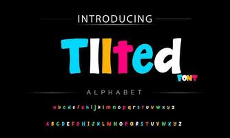 Funky colorful cartoon font type. Vector alphabet