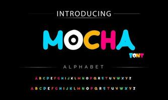 Funky colorful cartoon font type. Vector alphabet