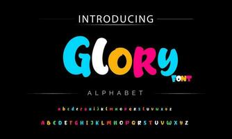 Funky colorful cartoon font type. Vector alphabet