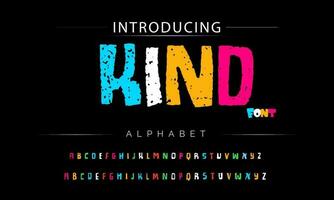 Funky colorful cartoon font type. Vector alphabet