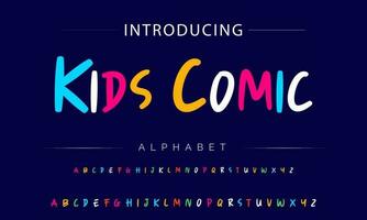 Funky colorful cartoon font type. Vector alphabet