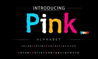 Funky colorful cartoon font type. Vector alphabet