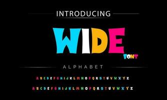 Funky colorful cartoon font type. Vector alphabet