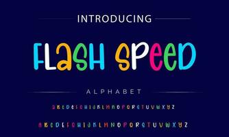 Funky colorful cartoon font type. Vector alphabet